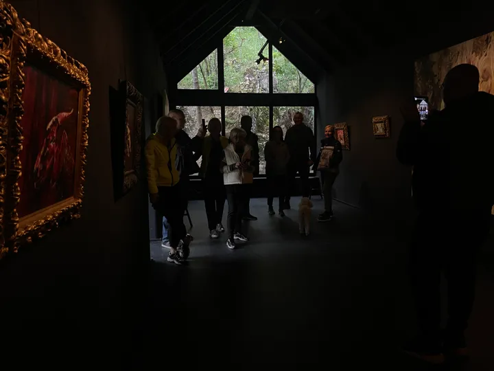Visitors viewing art in the gallery